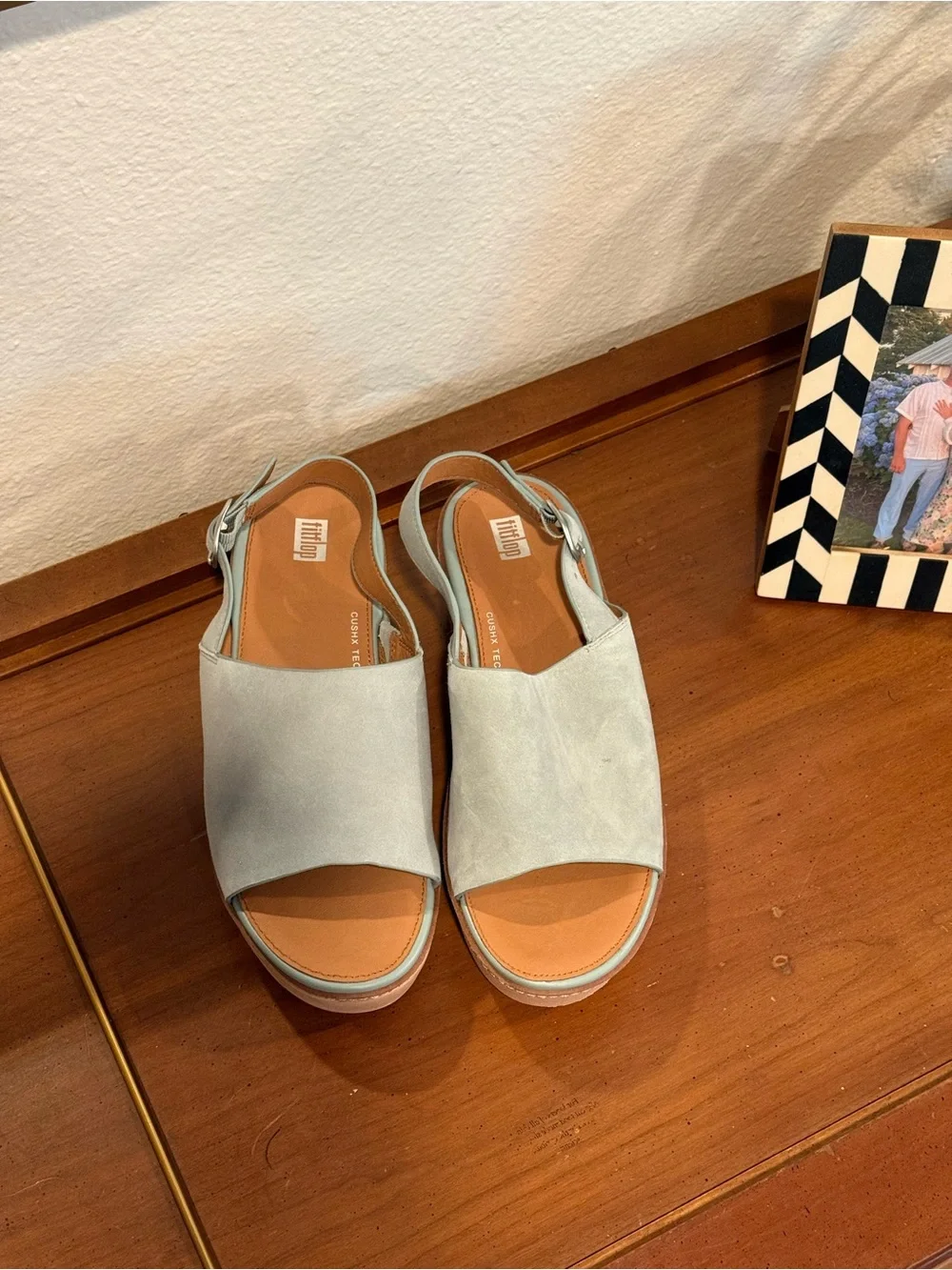 Fitflop Sage Green Suede Platform Slingback Sandals